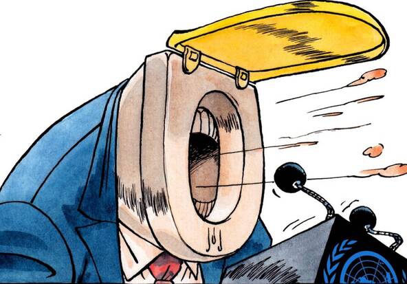 Caricature de l'année: Trump représenté en cuvette de WC