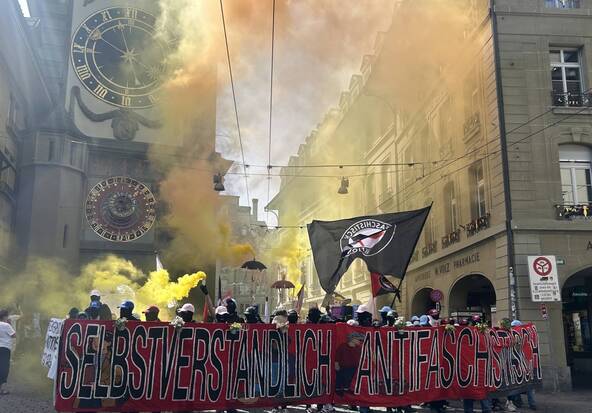Manif antifasciste non autorisée à Berne: déploiement policier