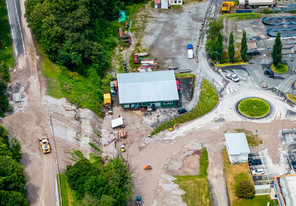 Port-Valais: route cantonale coupée par des laves torrentielles