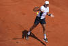 Serbia's Dusan Lajovic in action against Spain's Carlos Alcaraz during the Italian Open tennis tournament in Rome, Friday May 9, 2025. (Alfredo Falcone/LaPresse via AP)