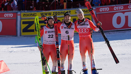 Triplé suisse au géant de Val d'Isère: Meillard, Aerni et Odermatt