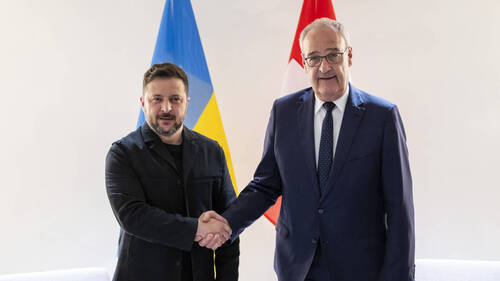 Guy Parmelin et Volodymyr Zelensky discutent à Genève