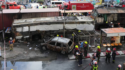 Collision entre un train et un bus à Bangkok: au moins 8 morts