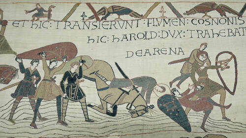 Foule à l'exposition de la tapisserie de Bayeux à Londres