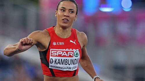 Ditaji Kambundji au pied du podium
