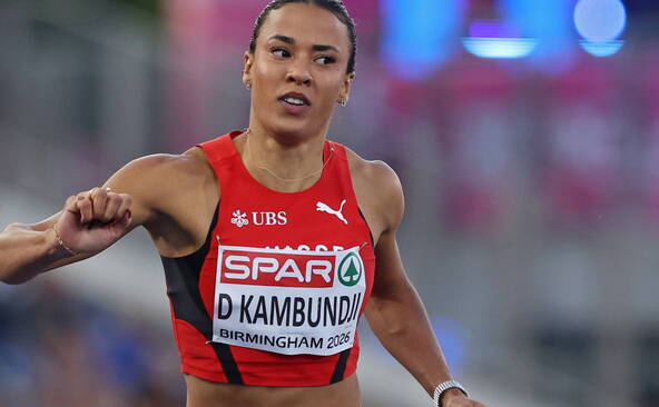 Ditaji Kambundji au pied du podium