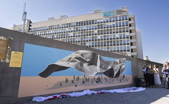 Une fresque publique devant les HUG pour la protection des soins