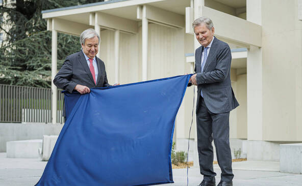 Guterres et Cassis inaugurent le futur Portail des Nations à Genève